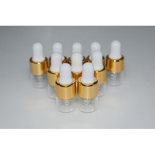 Small Dropper Bottle, 10pcs 1ml Mini Sample Dropper Bottles Mini Makeup Containers for Travel Liquids Tiny Glass
