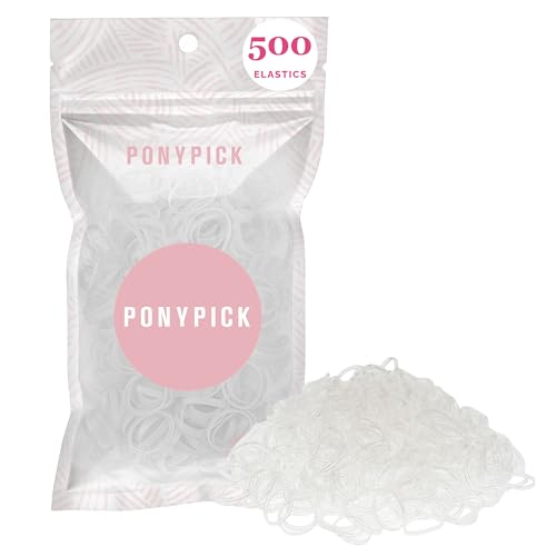 By Lolly - 500 Clear Rubber Hair Ties for Girls and Toddlers - Elastic Hair Bands and Disposable Plastic Hair Accessories