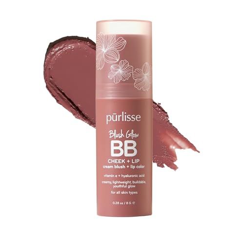 p?rlisse Blush Glow BB Lip and Cheek Tint - Hydrating & Buildable 2-in-1 Cream Blush Stick for Cheeks & Lips - Formulated with Nourishing Vitamin E & Hyaluronic Acid - Moving Mauve (.28 oz)