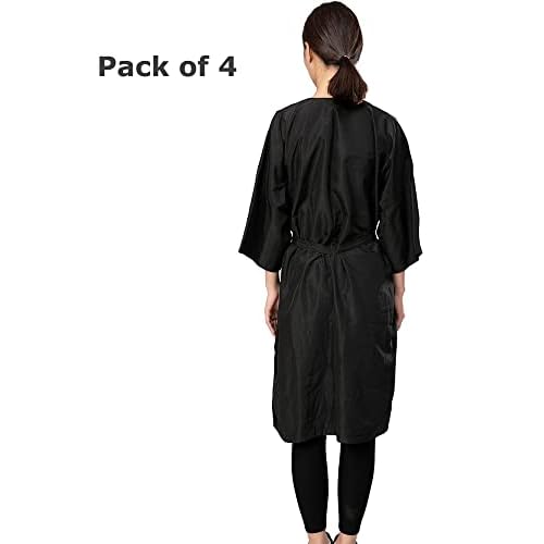 Salon Robes for Clients, Pack of 4, Hair Color Gown Cape for Women & Men, Grooming Smock-Kimono Style, 5 Snaps Closures