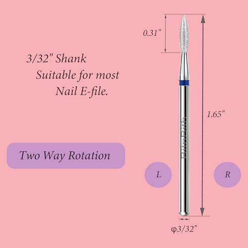 Cuticle Nail Drill Bit,3/32" Diamond Flame Safety Under Nail File Bit, Russian Pro Nail Buffer Bit, Cuticle Dead Skin Remover,Drill Bits for Manicure Pedicure,Nail Prep, Nail Supplies,Medium