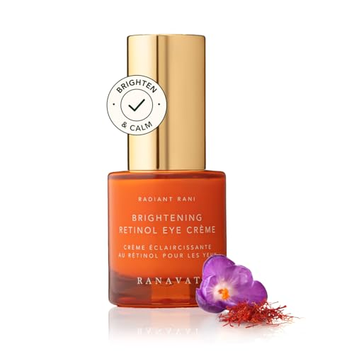 RANAVAT Brightening Retinol Eye Cream - Anti Aging Eye Cream and Dark Circle Corrector to Help Target Fine Lines - Enriched with Micro-Encapsulated Retinol, Bakuchi Seed, & Saffron (0.5 oz)