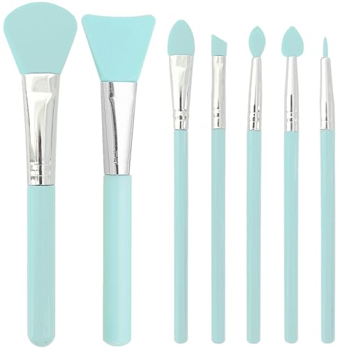 7 Pcs Silicone Brush applicator kit for Cream Makeup Products and UV Resin Epoxy Art Crafting, Green