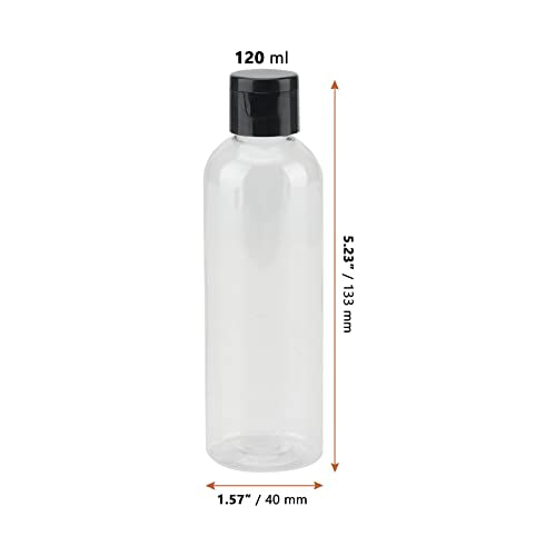 LEXININ 60 Pack 4 Oz Clear Plastic Bottles with Flip Caps, Plastic Travel Empty Bottles, Transparent Refillable Containers for Shampoo, Cream