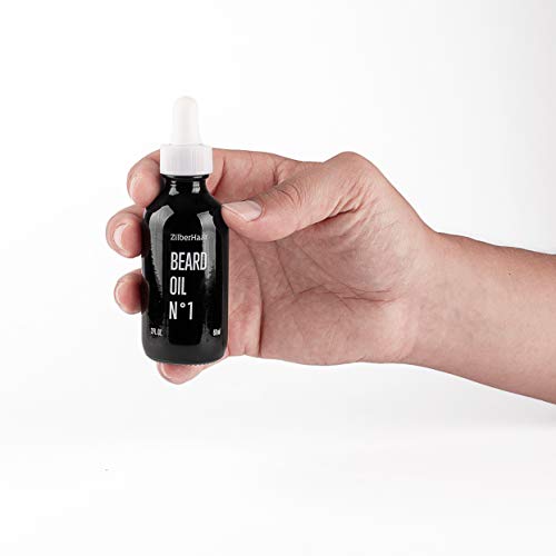 ZilberHaar - Beard Oil N 1 - Pure, Organic Moroccan Jojoba Oil and Argan Oil - Natural Ingredients, Fragrance Free, Cruelty Free - For Natural Beard Growth and Hydration - 2 oz
