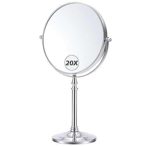 MIYADIVA Magnifying Mirror 20x, Double Sided 1X & 20X Magnifying Mirror on Stand, Large Tabletop Magnified Vanity Mirror, Magnified Mirrors with 360¡ÆRotation for Bathroom or Bedroom,8 Inches