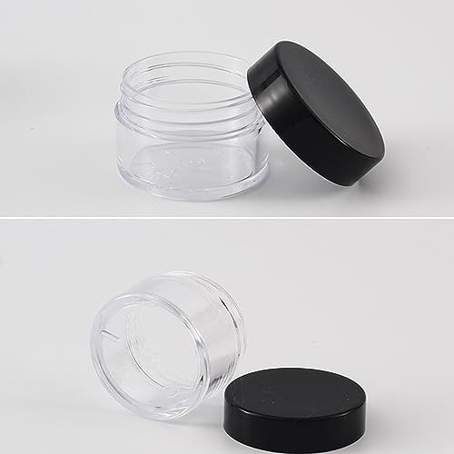 12 Pcs Refillable Black Plastic Round Cosmetic Containers, BPA Free, 15ml/0.5oz, With Lids