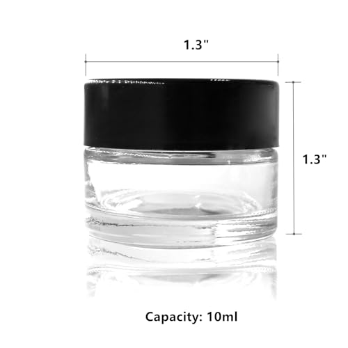 70 Pack Glass Sample Container, 10ml Empty Jars with Lids, 10 Gram Tiny Sample Jar Lip Balm Containers for Cosmetics, Lotion, Cream, Makeup, Samples, Wax, Skincare, Travelling, Retail Store
