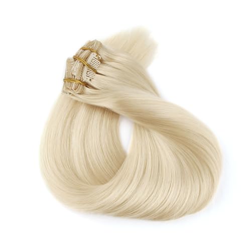 ABH AMAZINGBEAUTY HAIR Blonde Clip in Hair Extensions Straight Clip in Hair Extensions Human Hair 22 Inch Invisible Double Side Skin Weft Clip on Hair #60 Platinum Ash Blonde 8pcs 120G