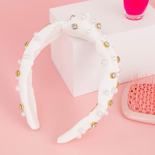 Lilly Pulitzer Top Knot Headband for Women, Colorful Knotted Headband, Cute Hair Accessories for Women & Girls (White)