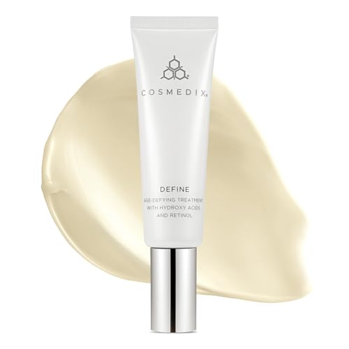 COSMEDIX Define Anti-Aging Face Cream with Hydroxy Acid & Retinol Complex - Age-Defying Facial Moisturizer for Fine Lines, Wrinkles & Uneven Skin - Lightweight PM Facial Treatment for All Skin Type