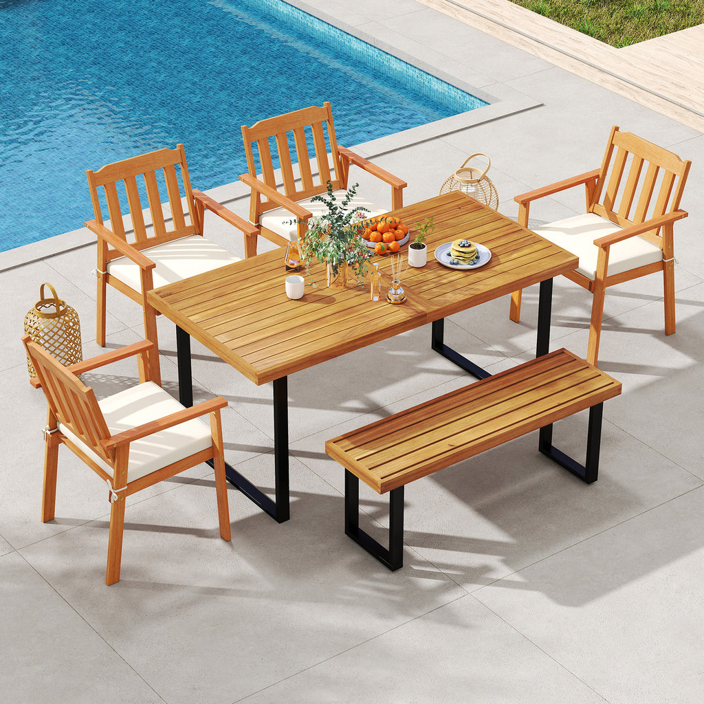 Acacia Wood Outdoor Bench 48 Inch - 1 Piece