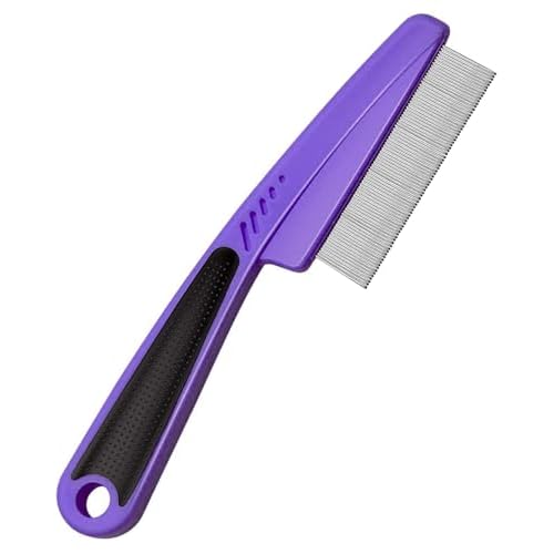 ELFSKIK Stainless Steel Fine Tooth Dandruff Comb, Professional Dandruff Remover, Multifunctional Hair Grooming Comb for Kids and Adults (Purple)