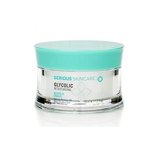 Serious Skincare Glycolic Acid Serum & Face Moisturizer Cream, Facial Renewal Skin Care Set, Exfoliating, Hydrating, Refine Texture, Lines, Pores, Discoloration, Skin Balancing Blue Tansy - Anti-Aging