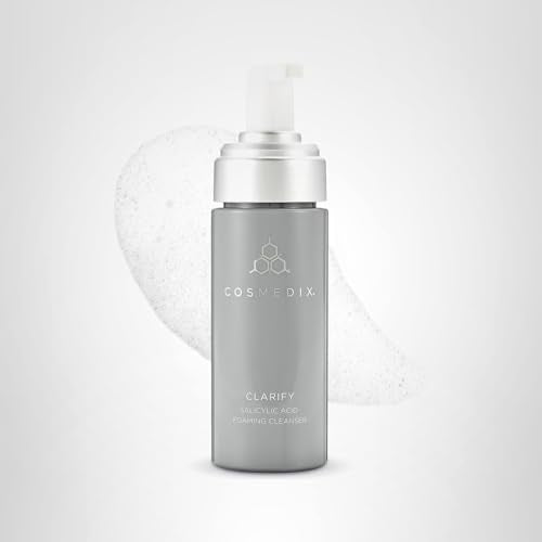 COSMEDIX Clarify Salicylic Acid Foaming Face Wash for Women & Men - Exfoliating Facial Cleanser for Sensitive & Blemish-Prone Skin - Gentle Facewash with Aloe Vera for Glowing Skin, Gluten Free