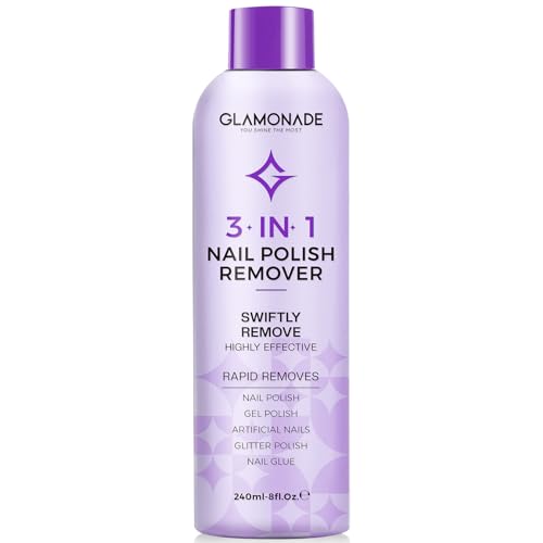 Acetone Nail Polish Remover: Professional Soak off Gel Nail Polish Remover Enriched with Natural Grape Seed Oil 8 Fl Oz for Gel Acrylic Nail Glue Dip Powder for Home Salon