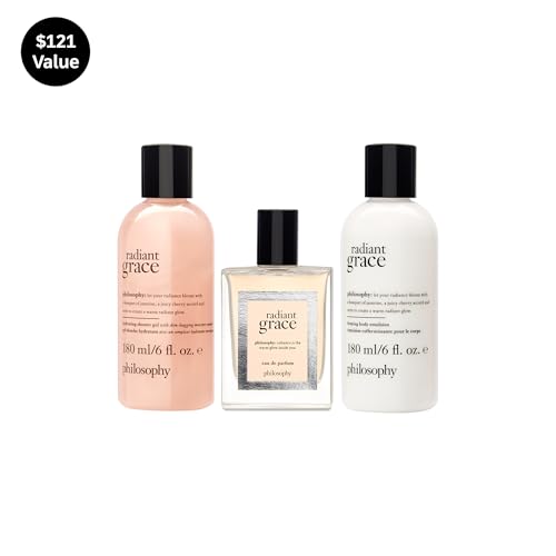 philosophy radiant grace eau de parfum - warm & floral women's perfume - with notes of carmelized sandalwood, jasmine & black cherry - long lasting fragrance