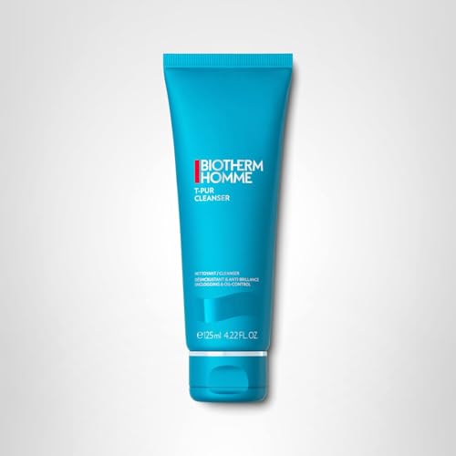 Biotherm Homme T-Pur Cleanser, a Clay-Like Unclogging And Purifying Facial Cleanser For Men with Normal to Oily Skin, with Sea Minerals, Zinc & mineral pearlite, Anti-Oil & Shine, 4.2 Fl. Oz.