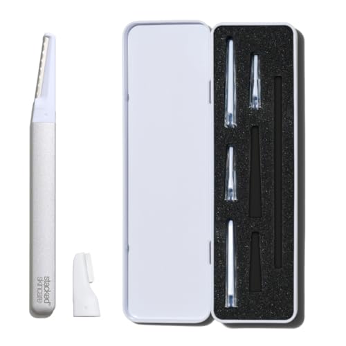 StackedSkincare Dermaplaning Kit for Face - At Home Dermaplaning Tool with Comfort Handle, 3 Replaceable Blades + 3 Precision Blades - Exfoliates, Removes Peach Fuzz, Softens Skin, 7 Count