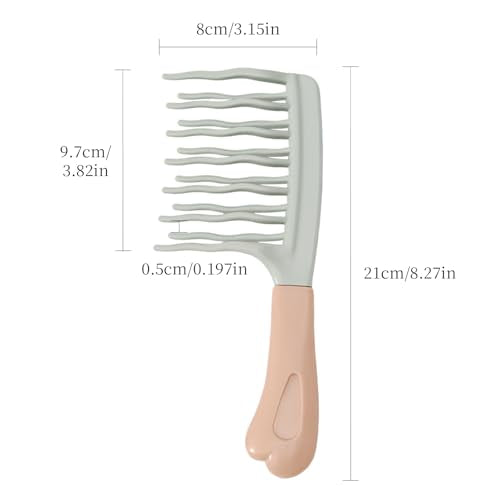 Wide Tooth Comb for Curly, Detangling Hair Brush with Double-layer Wavy Tooth Design and Ergonomic Handle for Long/Thick Dry/Wet Hair for Women/Girl without Straighten the Curl HairStyle