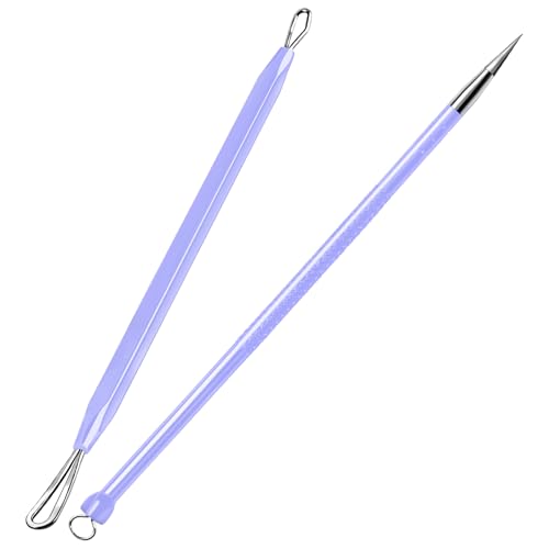 Teenitor Pimple Extractor Acne Treatment Tool Blackhead Comedone Removal 2-in-1 Popper Tool for Face Blackhead Extractor Tool Purple