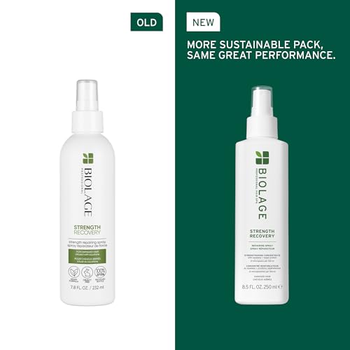 Biolage Strength Recovery Repairing Spray - Leave-In Treatment, Strengthens & Repairs Damaged Hair, Heat Protectant, Detangling Leave-In Treatment, With Olive Squalane & Vegan Proteins
