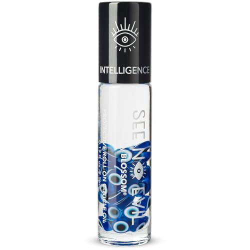 Blossom Cuticle Oil, See No Evil Scented Roll on Cuticle Oil for Nails, Rollerball Application for Nail Support, Cruelty Free, 0.19oz, Intelligence Jasmine