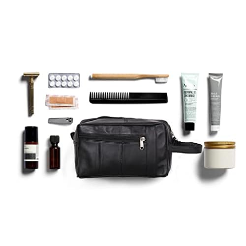 Liberty Leather - Genuine Sheep Nappa Leather Unisex Toiletry Bag for Travelling | Bathroom Organizer with Multiple Compartments for Men and Women | Portable Cosmetic Case for Traveling Dopp Kit