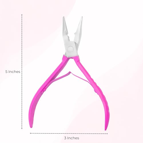 SIVOTE Professional Hair Extension Pliers & Bead Extension Tool Kit ? Stainless Steel Hair Pliers for Bead Extensions, Microlink Tool Kit, & Loop Threader for Micro Beads Hair Extensions Kit Pink