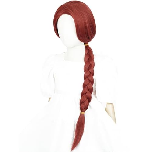 Kids Red Braid Princess Wig 27.5'' Long Dark Red Braid Costume Wigs for Girls Toddler Child Halloween Party