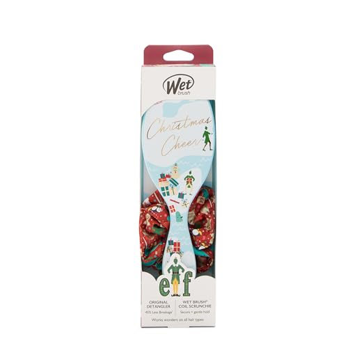 Wet Brush Original Detangler Hair Brush Elf Kit - Ultra-Soft IntelliFlex Bristles - Detangling Brush Glides Through Tangles For All Hair Types (Wet Dry & Damaged) - 1 Brush & 1 Scrunchie