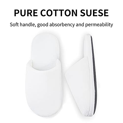 3-Pair Luxury Spa Slippers - Cotton Memory Foam Non-slip Closed Toe Washable Slippers for Hotel,Guest,Travel,Bride,Women and Men