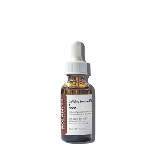 ROLANYIN Caffeine Solution 5% + EGCG Eye Serum for Puffiness Reduction Dark Circle Treatment Hydrating Firming and Soothing Anti Aging Nourishing Formula Eye Skin Care 1 Fl.Oz
