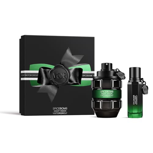 Viktor&Rolf - Spicebomb Nightvision Mens Cologne 2-Piece Set ($195 Value) - Woody & Spicy - With Notes of Citrus & Tobacco - Full Size Eau de Parfum, 3 Fl Oz & Travel Size Eau de Toilette, 0.68 Fl Oz