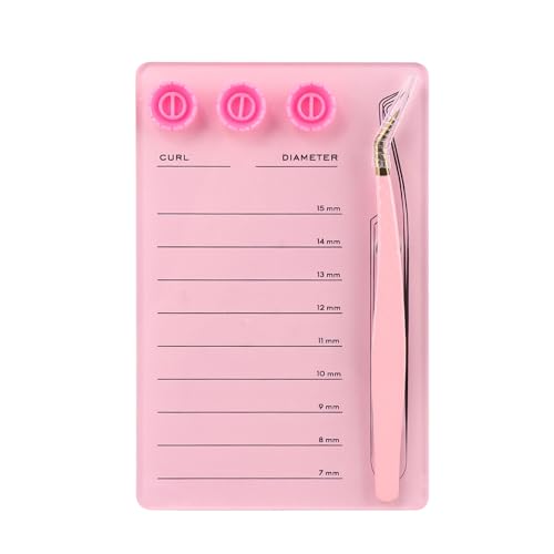 Acrylic Eyelash Extension Pallet Kits, Grafting False Eyelash Organizer Extension Pad Lash Tray,Magnetic Tweezer Holder - Durable Eyelash Extension Storage Organizer (Pink sets)