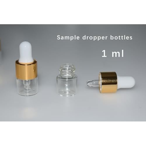 Small Dropper Bottle, 10pcs 1ml Mini Sample Dropper Bottles Mini Makeup Containers for Travel Liquids Tiny Glass