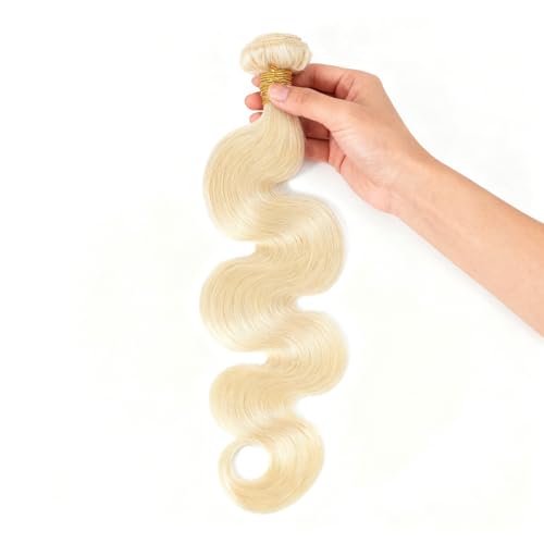 613 Blonde Bundles Human Hair Body Wave 16 inch, 16A Quick Weave Bundles Human Hair Sew in Extensions 100% Real Human Hair No Synthetic Blend, Double Weft, Triple Lifespan 3X, Can Be Dyed
