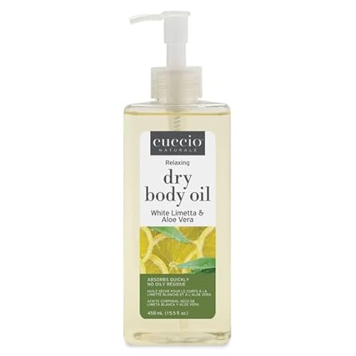 Cuccio Naturale Hydrating Dry Body Oil ? White Limetta & Aloe Vera, Fast?Absorbing Non?Greasy Moisturizer for Fresh Soft Skin, 15.5 fl oz