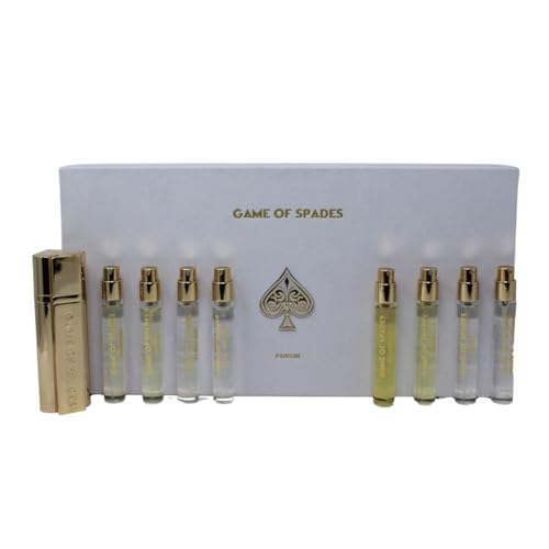 JO Milano Game of Spades 9-Piece Mini Parfum Set for Men & Women ? Includes Boston, Moon, Blind Bid, Full House, Diamond, Gold, Ruby, Yellow Sapphire & High Roller (0.33 oz Each