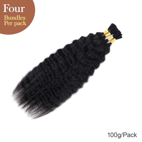 Wet and Wavy Human Braiding Hair Super Wave Bulk Human Hair For Braiding No Weft 100g (1Pack-4PCS) Super French Human Braiding Hair For Boho Braids (Super Wave£¨#1b£©, 18 Inch)