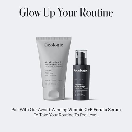 Geologie Micro Exfoliator & Clay Mask | 3-in-1 Deep Cleansing Face Wash, Pore Refining Mask & Skin Exfoliant | Tea Tree & Eucalyptus Scent For Men & Women | 4 fl oz