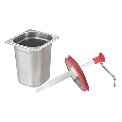 Sauce Pump Dispenser Stainless Steel Dispenser - Large Capacity Condiment Pump Dispenser Quantitative Pressure Head for Variety of Sauces (1035PX)