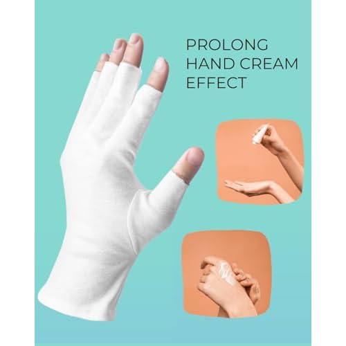 2 Pairs White Cotton Moisturizing Gloves ? Fingerless Design with 5 Open Fingertips per Glove ? 100% Cotton ? Touchscreen-Friendly Night Gloves for Dry Hands