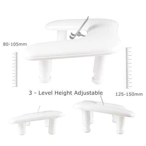 Manicure Arm Rest with Rotating Phone Holder for Nails Tech, U - Shaped Adjustable Nail Hand Rest Stand PU Leather (White)