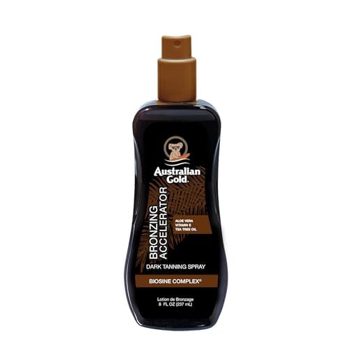 Australian Gold Dark Tanning Accelerator Spray Gel With Bronzer | 8 Fl Oz, Multicolor, AGCB175(Packaging May Vary)