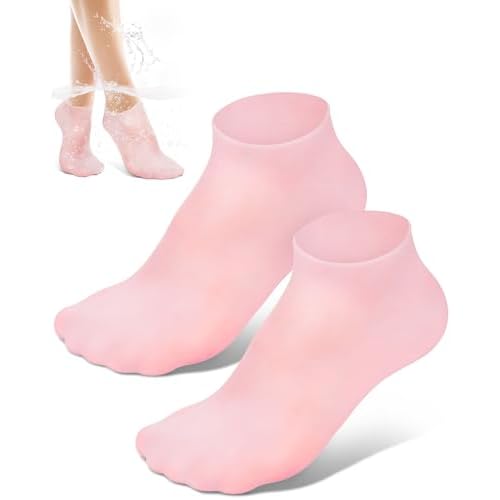 Silicone Moisturizing Socks for Women Dry Cracked Feet, Soft Gel Rubber Socks, Women Foot Care Spa Pedicure Silicone Socks for Cracked Heel and Softening Rough Skin, Calluses (1 Pair)