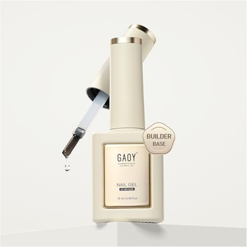 GAOY Clear Builder Base for Gel Nail Polish, 16ml Rubber Base Builder Gel, Nail Strengthener for Natural Nails, Soak Off Long Lasting UV Gel