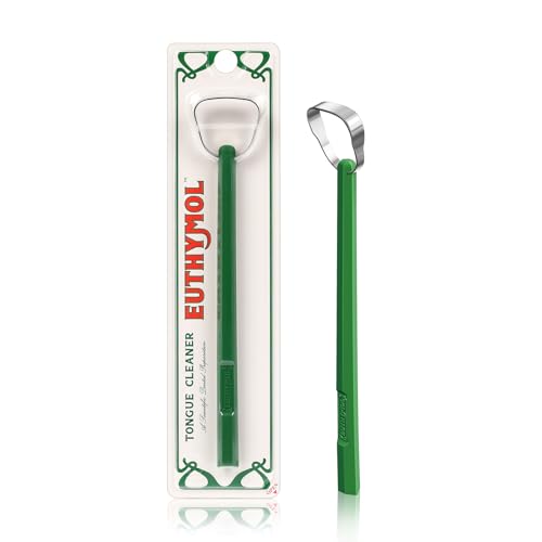 Euthymol 304 Stainless Steel Tongue Scraper ? Reduces Bad Breath, Removes Tongue Plaque, Improves Oral Hygiene, Easy to Use & Clean