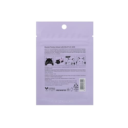TONYMOLY x Squishmallows Halloween Emily + Zumirez the Bat Blemish Patches ? Hydrocolloid Acne Spot Treatment with Salicylic Acid ? Cute K-Beauty Pimple Patches ? 24 Count
