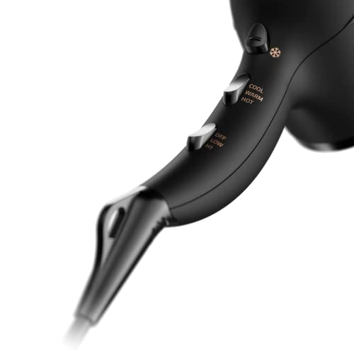 Andis 80750 1875-Watt Tourmaline Ceramic Ionic Salon Hair Dryer with Diffuser, Fast Dry Low Noise Blow Dryer, Travel Hairdryer for Normal & Curly Hair, Soft Grip, Black
